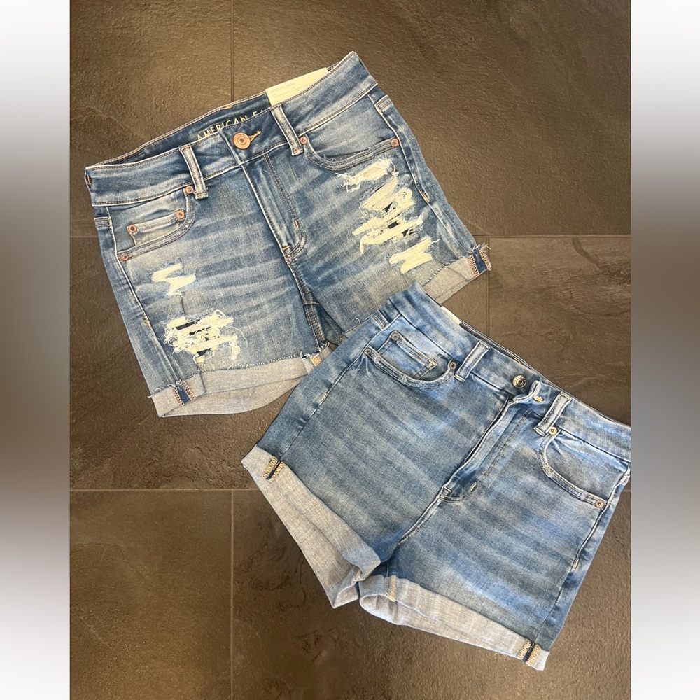 American Eagle Outfitters Distressed Light Blue Jean Shorts